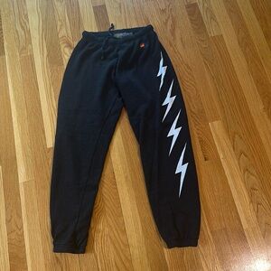 Aviator nation sweatpants black with lightning bolts size medium